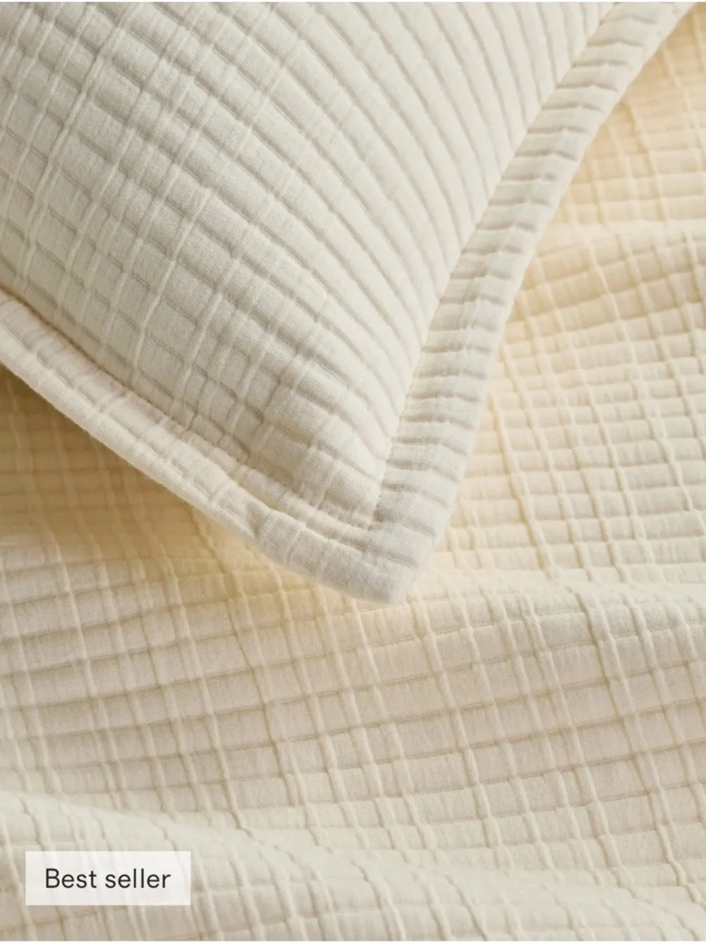 Quince Organic Ribbed Cotton Cream Coverlet King/ Cal King